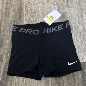 Nike Pro Black Shorts with Gray Waistband